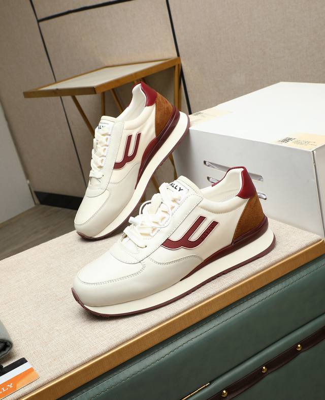 Factory Price P Bally Low-Top Casual Shoes, Featuring A Top-Grain Cowhide Leathe