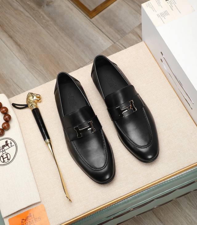 Factory Price Men's Shoes Sports Original Order High-End Herm S Cowhide Leather