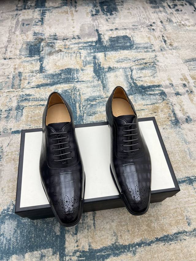 Gucci~ Size: 38-45 G~Home Official Website New Arrival Men's Leather Shoes, Made