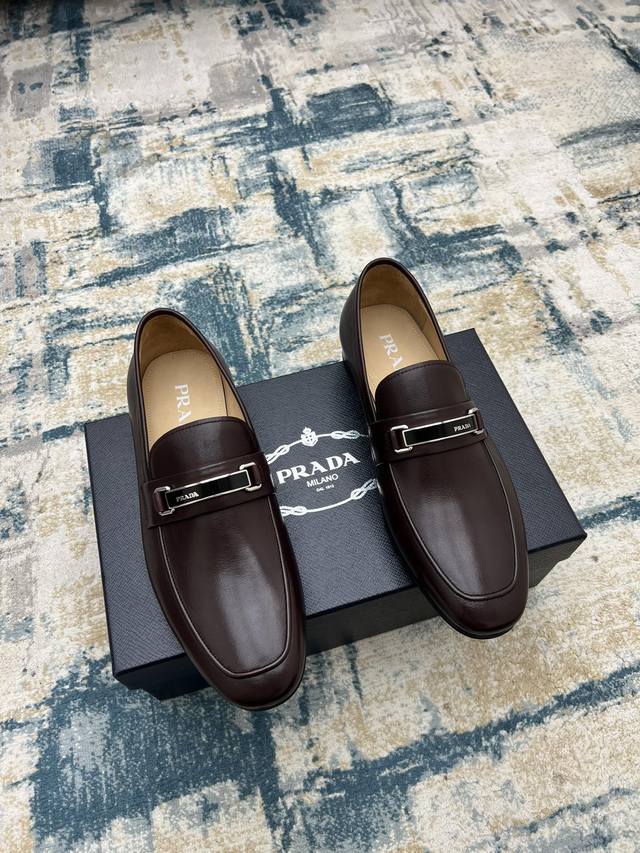 Prada~ Size: 38-45 P-Brand Official Website New Arrival Men's High-End Leather S