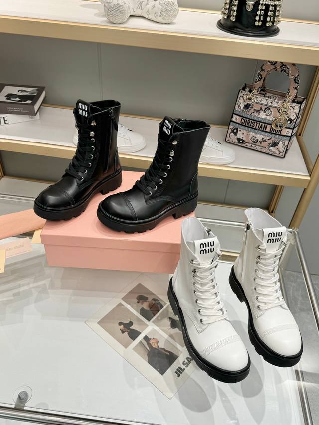 P Direct Sales Women's Shoes Women's Apparel Miu Miu Retro Motorcycle Boots With