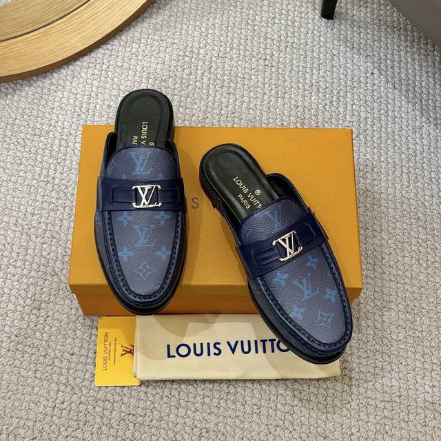 Factory Price P Sheepskin 2025 Lv Men's Business Casual Half-Slip-On. Handcrafte