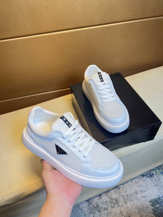 Prada - Premium Quality Authentic - Upper: Silk Calf Leather, Brand Canvas Fabri