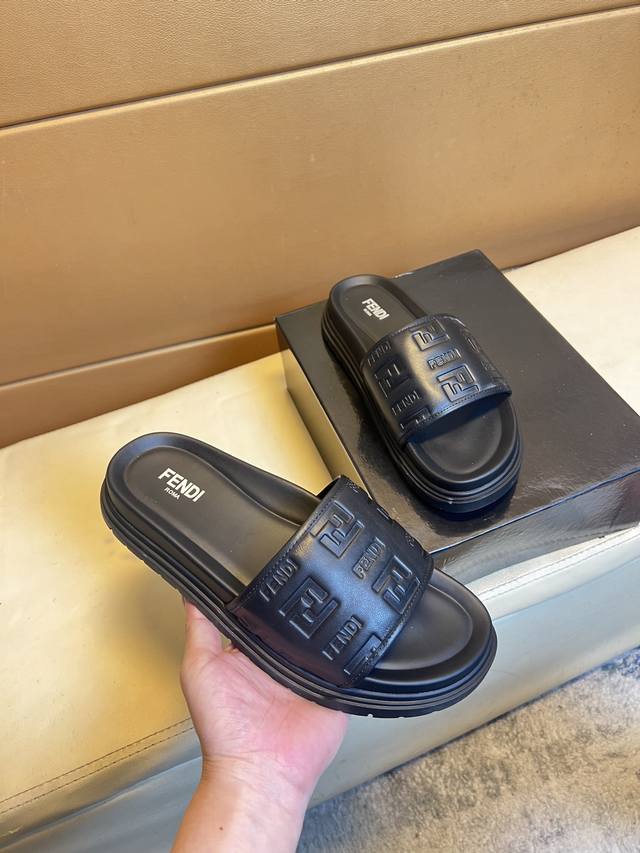 Fendi Top-Tier Proxy Purchase Men's Slippers, Released At The Store. Upper Made