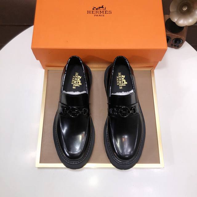 Factory P Batch Herm S Classic Casual Leather Shoes! Made With Imported Genuine