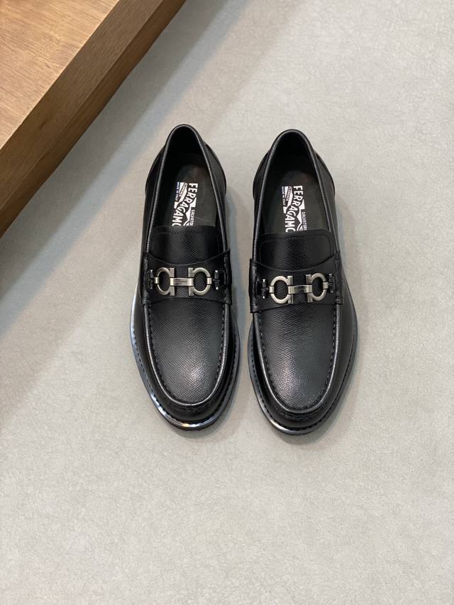 Ferragamo Men's Leather Shoes, High Quality, Top-Tier Premium Goods, Upper Made