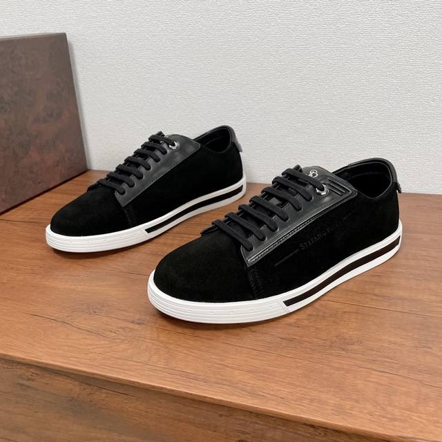 Stefano Ricci Men's New Leather Casual Sports Sneakers From The Italian Luxury B