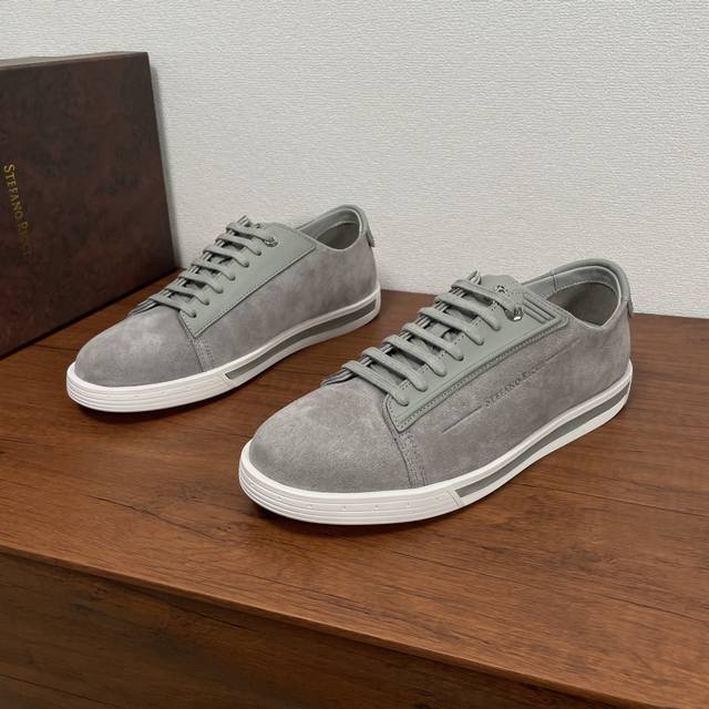 Stefano Ricci Men's New Leather Casual Sports Sneakers From The Italian Luxury B