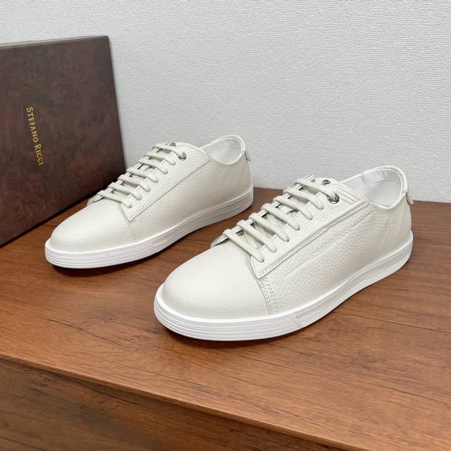 Stefano Ricci Men's New Leather Casual Sports Sneakers From An Italian Luxury Br