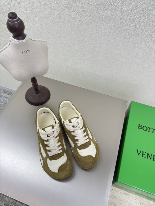 Price: Bv Orbit Flash Sneakers Couple's Dad Shoes Olive Green With Off-White Lam