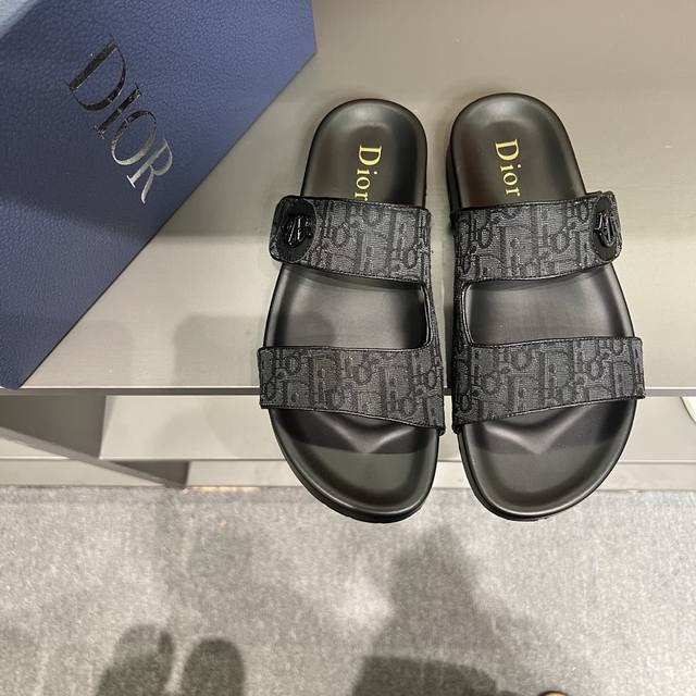 Sizes 38-45 Dior H-Town Series Oblique Thick-Soled Slippers Sandals Authentic Pu