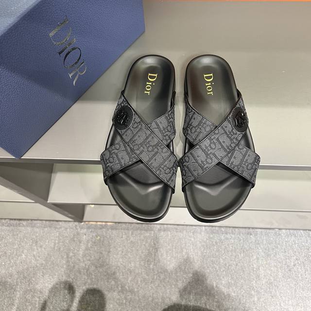 Sizes 38-45 Dior H-Town Series Oblique Thick-Soled Slippers And Sandals, Origina