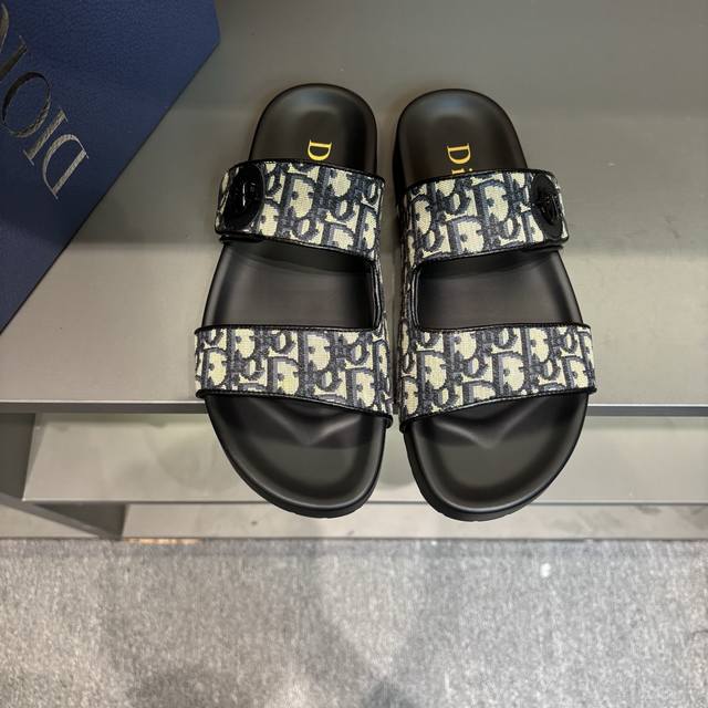 Size 38-45 Dior Latest H-Town Series Oblique Thick-Soled Slippers Sandals Origin