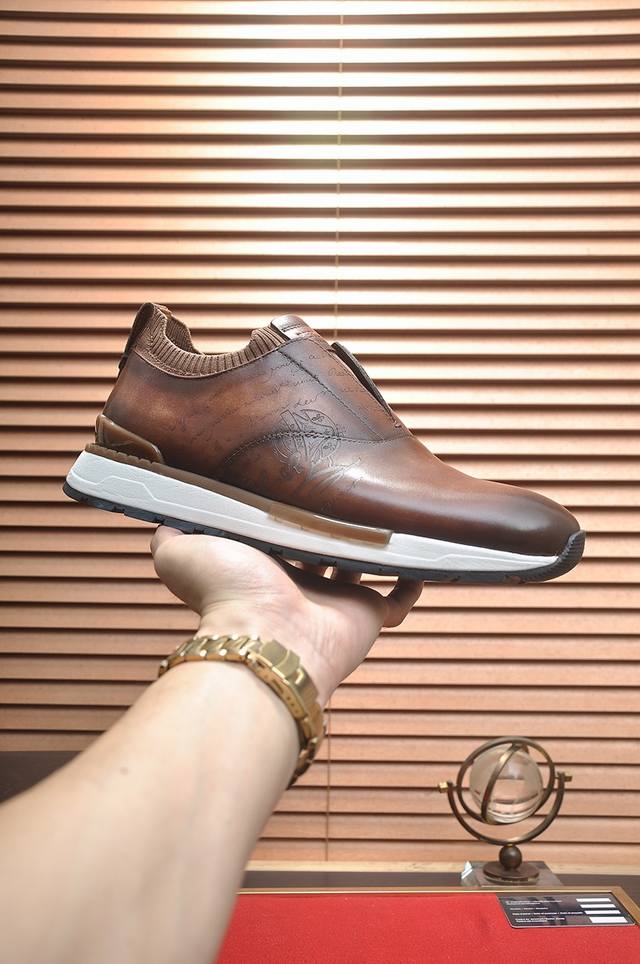 Factory Price P Berlut* Bruti Men's High-End Leather Shoes Official Latest Relea