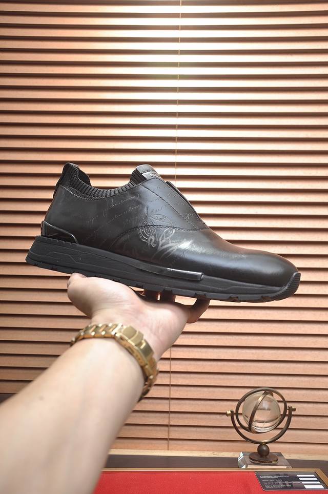 Factory Price P Berlut* Bruti Men's High-End Leather Shoes Official Latest Relea