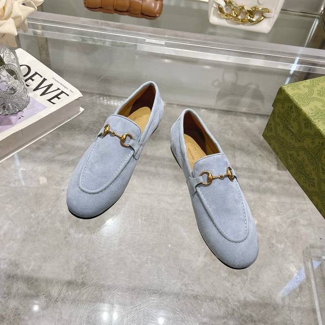1919-10 Light Blue 35-41 Leather Loafer With A Sleek Toe. The Brand's Classic Ho