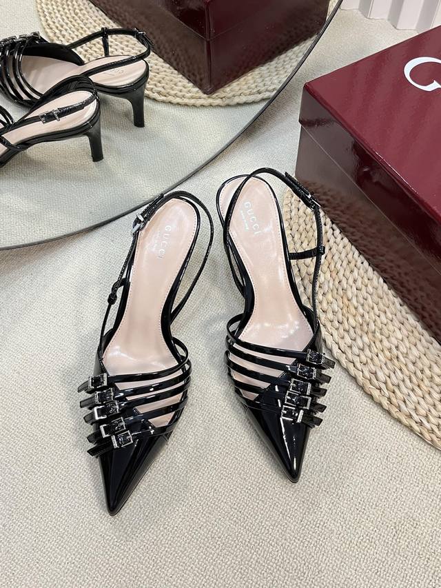 Gucci 24Ss Spring/Summer New Arrival G-House Pointed Toe Open-Toe Half V-Shape S