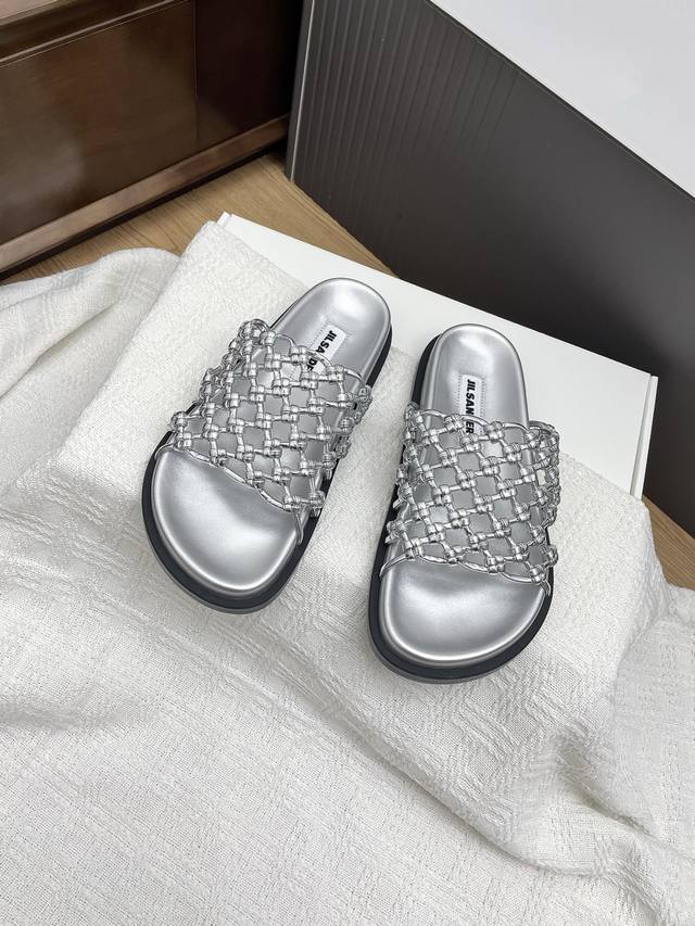 Premium-Grade Jill Sander *25 Spring/Summer Latest Woven Leather Net Sandals Wor