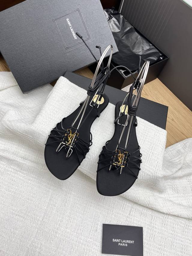 Authentic Saint Laurent 25Ss Spring/Summer New Arrival Strappy Roman Sandals: Fa