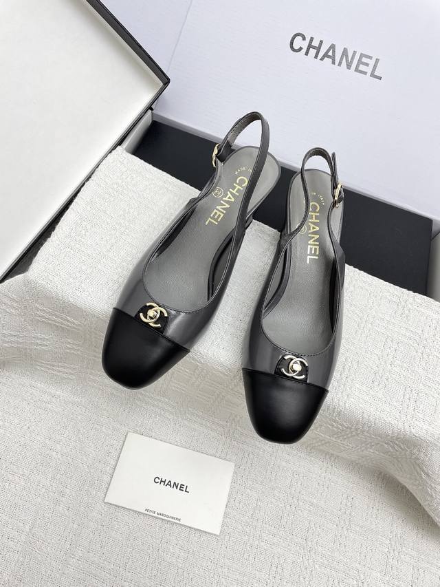 Plane Box 10 Chanel 2025 New Double C Color-Blocked Backless Vintage Sandals Thi