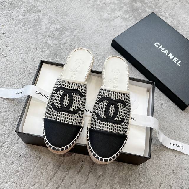 Factory-Direct Chanel Aw New-Style Hemp Rope Sole Half-Slip Fisherman's Shoe, Hi