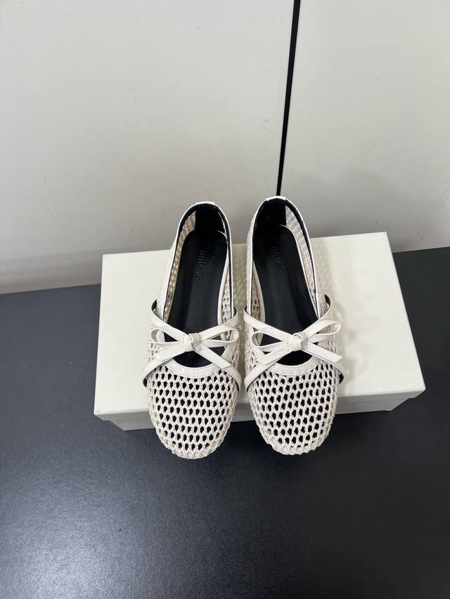 Unfolio 2025 | New Arrival Mesh Bow Mary Jane Half-Slip-On Knit Bow Single Shoe