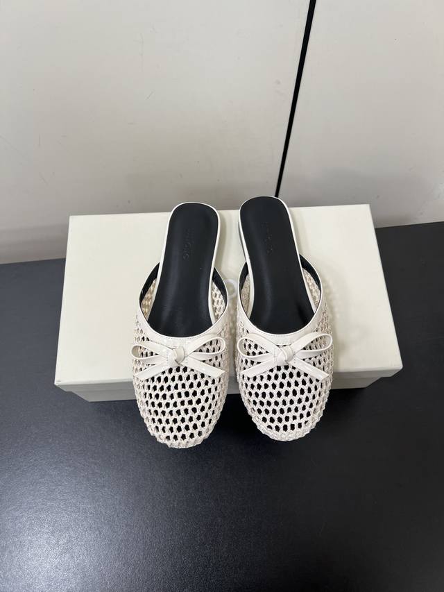 Unfolio 2025 | New Arrival Mesh Bow Mary Jane Half-Slip-On Knit Bow Slippers - T