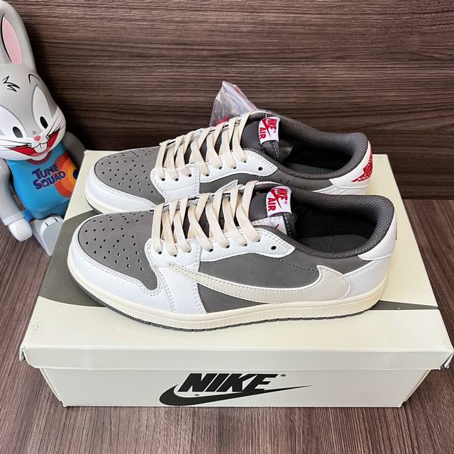 Top-Tier Air Jordan -1 Low White And Brown Reverse Hook Travis Scott Air Jordan