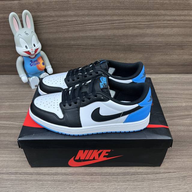 Premium Version Jordan Air Jordan 1 Low Black And Dark Powder Blue Trend Low-Top