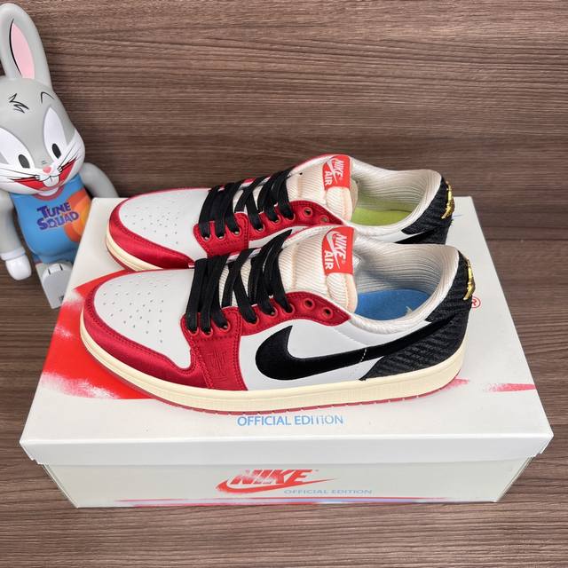 Top Version Trophy Room X Jordan Air Jordan 1 Low Fabric Synthetic Leather, Slip