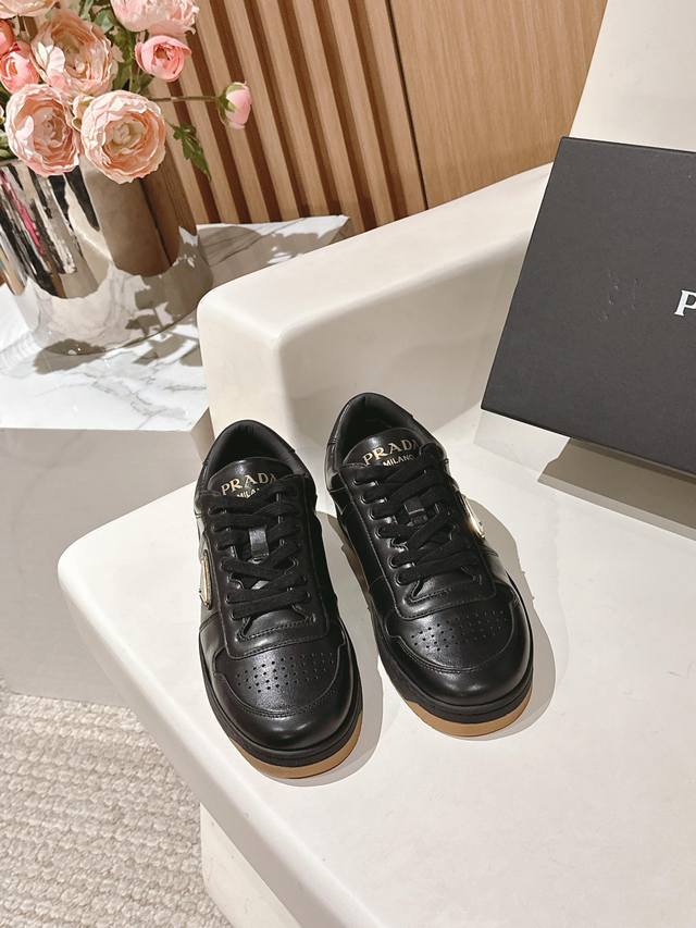 Prada New Triangle Logo Thick-Soled White Sneakers The Latest Season's Thick-Sol