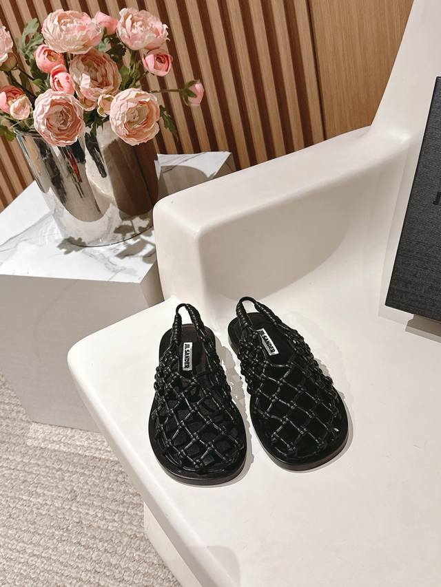 Factory Price Jilsander 25Wf Spring/Summer Fishnet-Woven Open-Toe Sandals I'm Tr