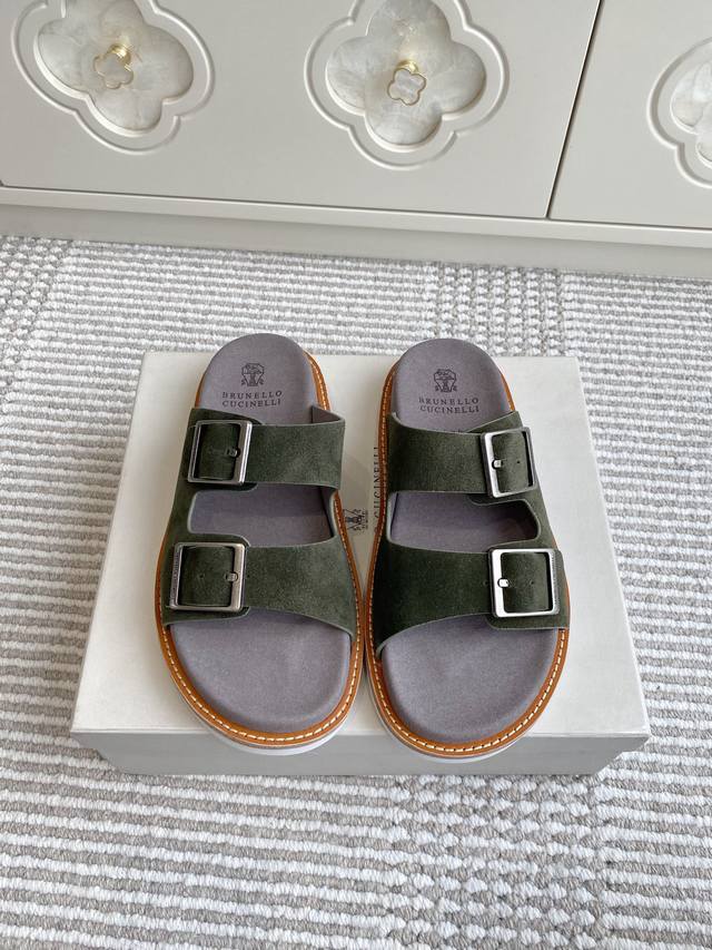 Brunello Cucinelli Bc Couple's Boken Series Belt Buckle Beach Sandals This Sanda