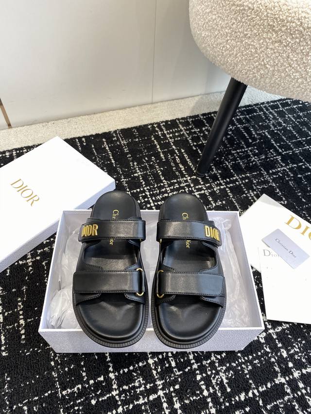 Premium-Grade Dior Summer Bestseller Magic Tape One-Strap Flat Sandals. Go Origi