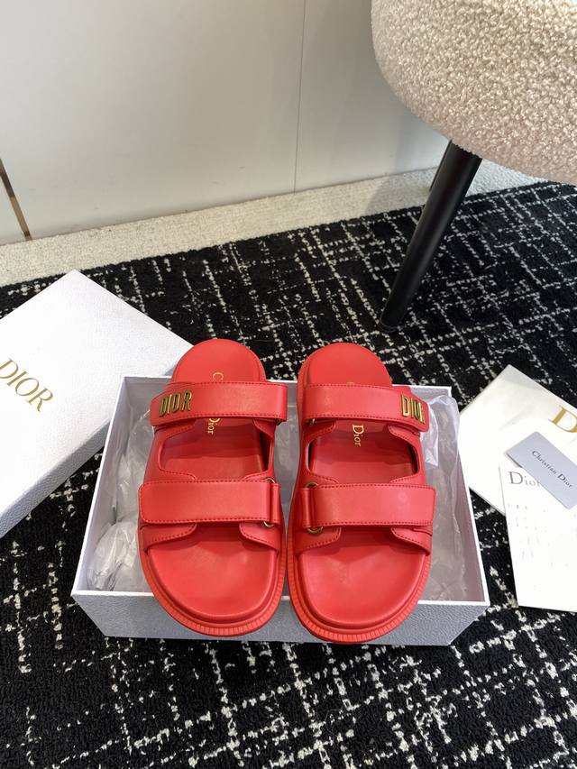 Premium-Grade Dior Summer Bestseller Magic Tape One-Strap Flat Sandals. Go Origi