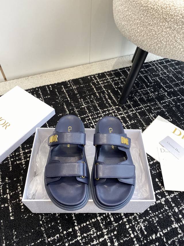 Premium-Grade Dior Summer Bestseller Magic Tape One-Strap Flat Sandals. Go Origi