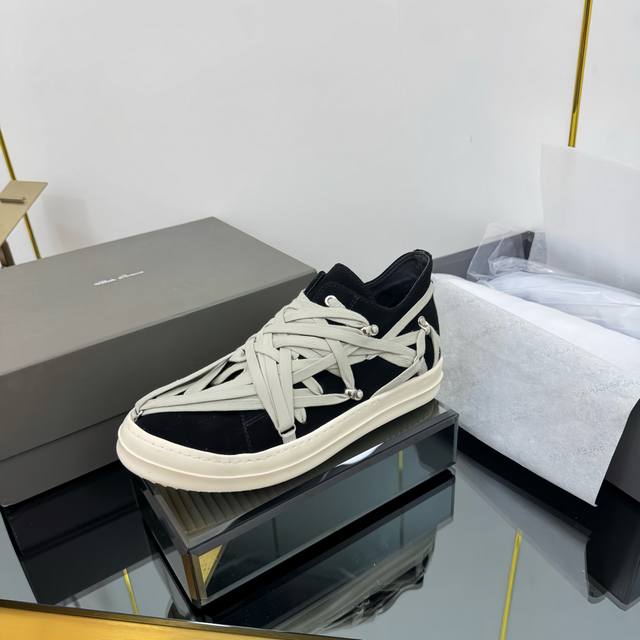 Factory Price Pp Men's +50 Rickowens Owens Crazy Strap Shoes Suede Black Annual