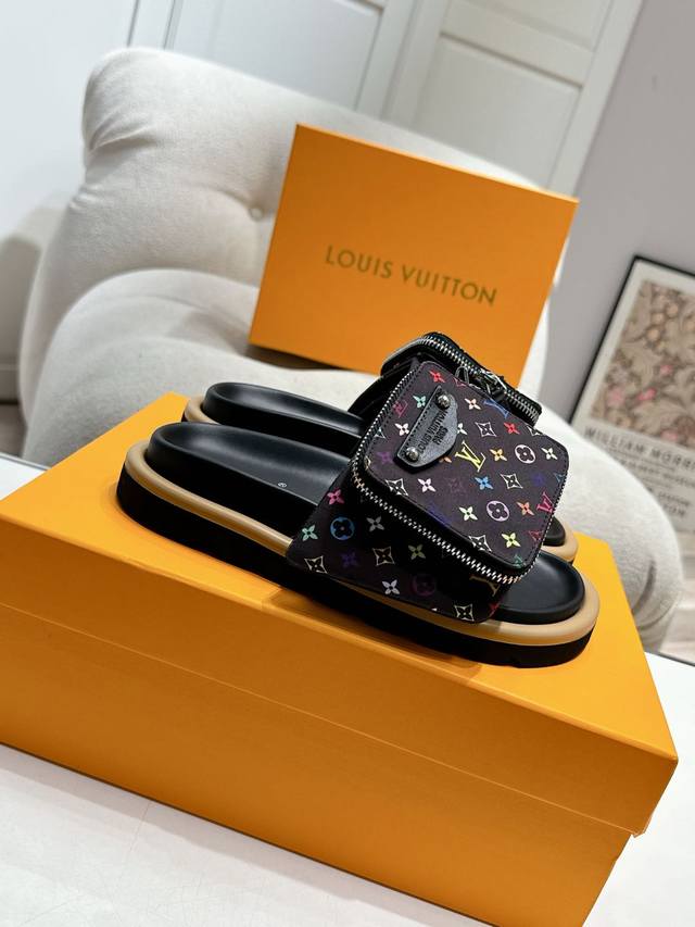 With Bag Lv Couple's Edition Flagship Store Latest Model Denim Sandals, Premium