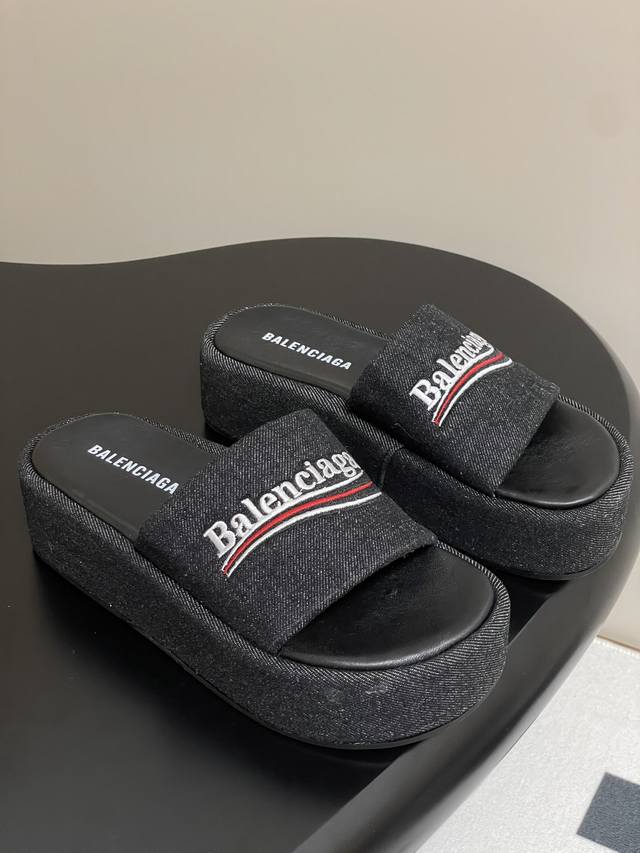 25S Spring/Summer New Arrival Balenciaga Parisian Letter Embroidered Thick-Soled