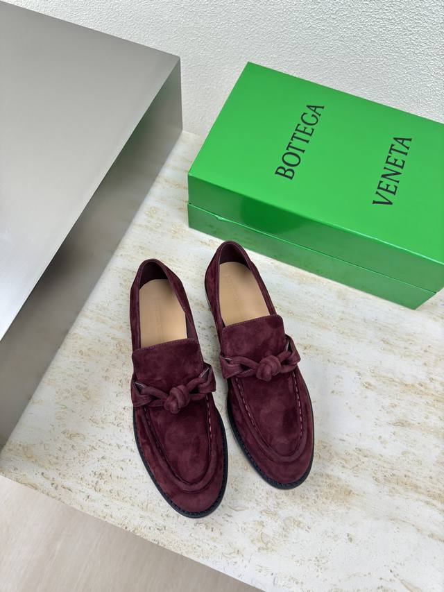 Bottega Venet* Genuine Leather Knotted Strap Women's Astaire Loafers Suede Old M