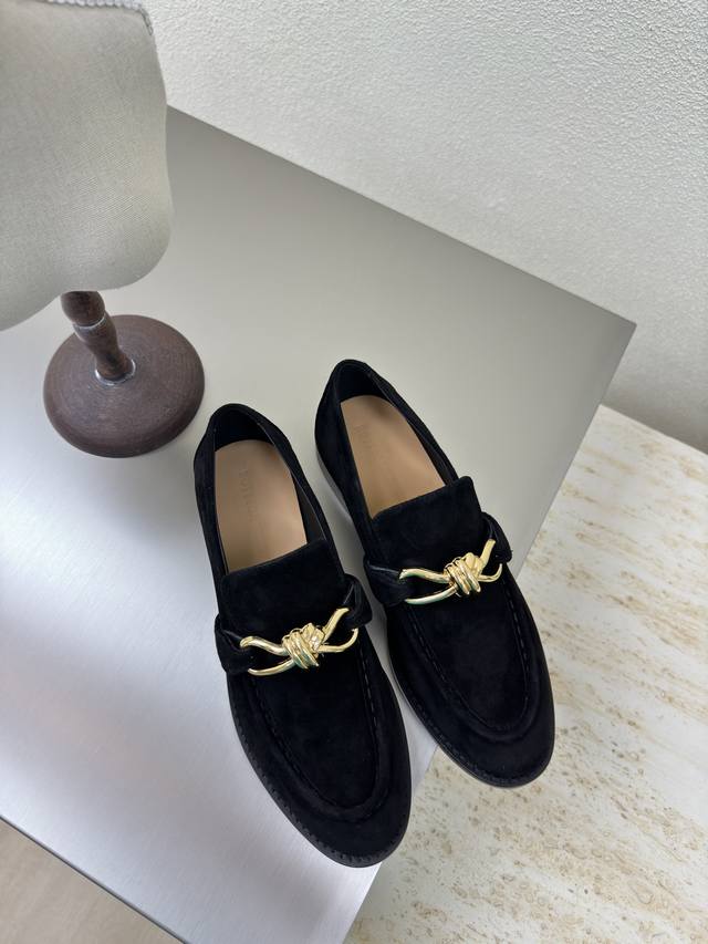 Bottega Venet* Metal Knot Rope Accessories Women's Astaire Loafers Suede Old Mon