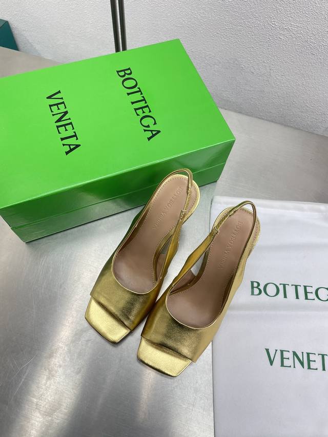 Bv Knot Series Metal Heel Open-Toe Sandals, Gold This Square-Toe Sandal Is The L