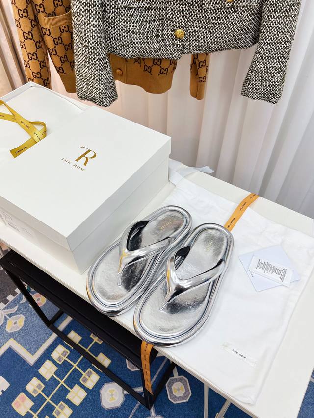 Black, Ivory, Silver The Row 24 New Cross-Woven Bread-Style Slippers With Elevat