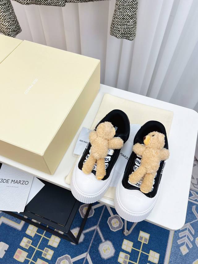 13Demarzo Niche Fashion Brand 25Ss New Arrival Bear Patch Thick-Soled Leather Ca