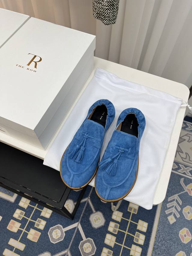 The Row New Arrival Unisex Retro Minimalist Loafer With Fringe! The Square Toe D