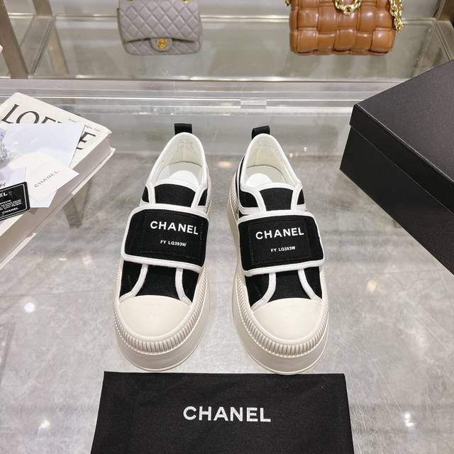 Flash Sale Price: Chanel Thick-Soled Canvas Cookie Shoes. A Brand-New Retro Canv