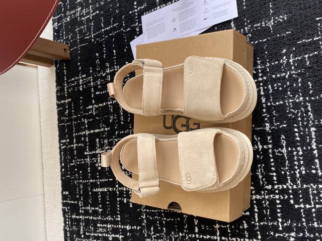 Dongguan Premium Ugg 25Ss Velcro Sandals With Suede Leather Upper, Adjustable St