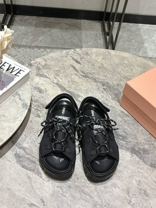 Miu Miu 25 Spring/Summer New Magic Strap Roman-Style Thick-Soled Platform Sandal