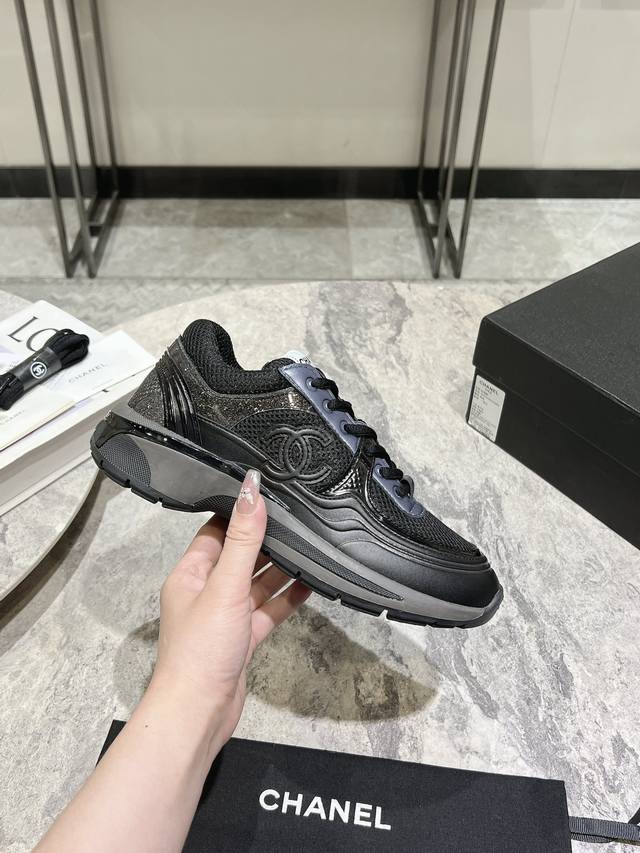 Chanel Latest 24S Series Little Chanel Pink Casual Sneakers With Gold And Silver