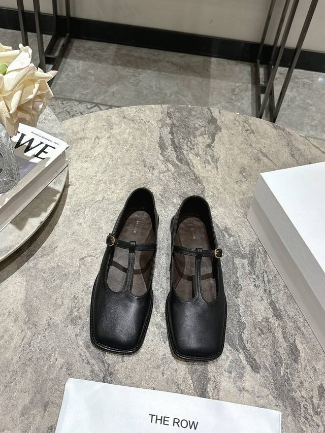 The Row 25S Square-Toe T-Strap Flat Mary Jane Shoes. The Golden Beauty Is Worth